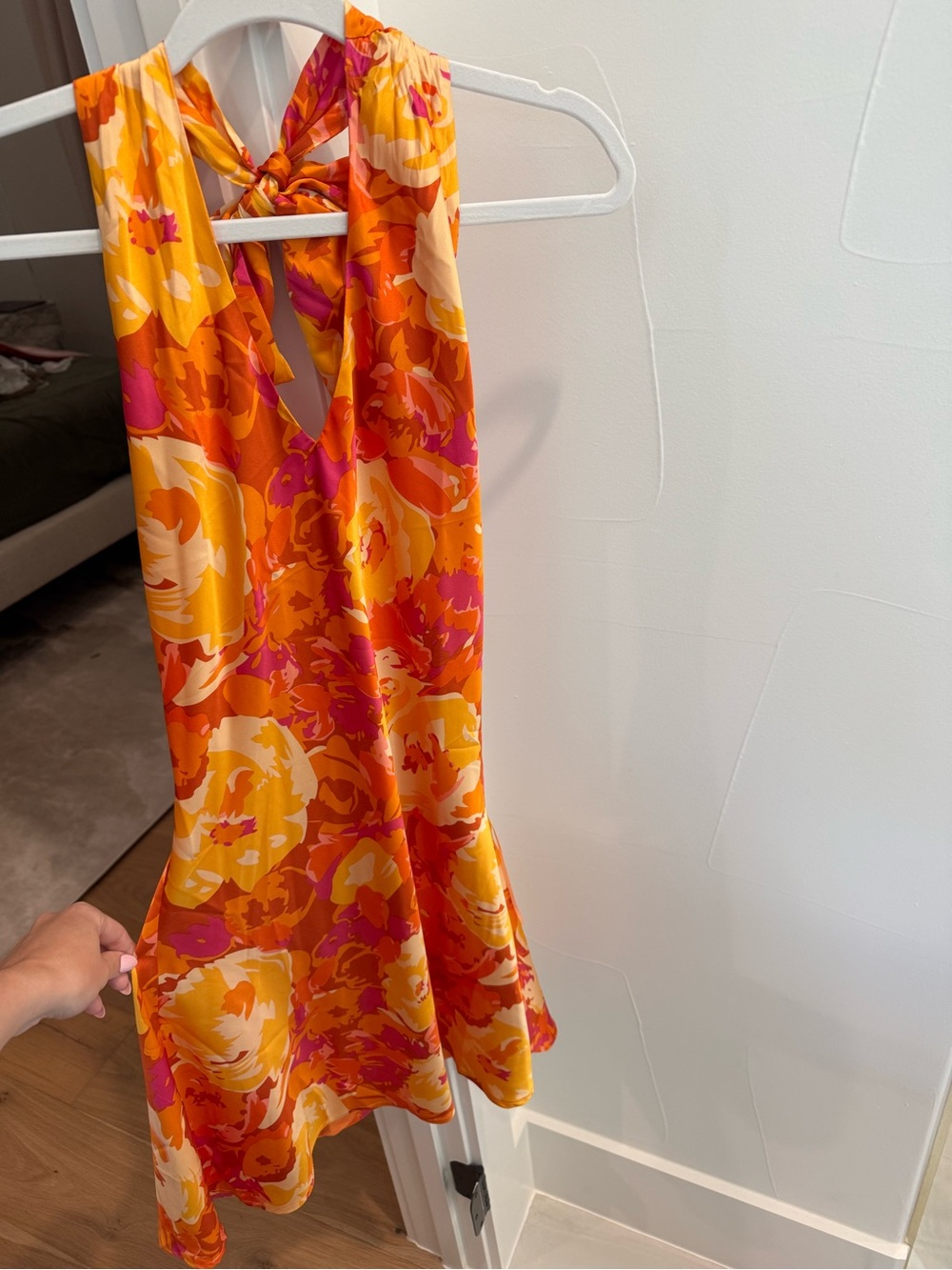 Vici Orange, Yellow & Pink Floral halter dress